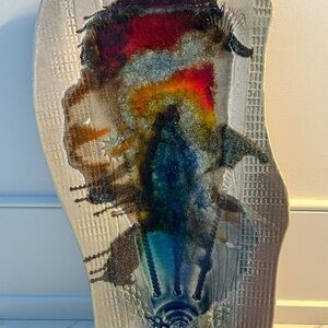 Hidden in the Hills Artist Vibrant Multicolor Art Pottery Piece